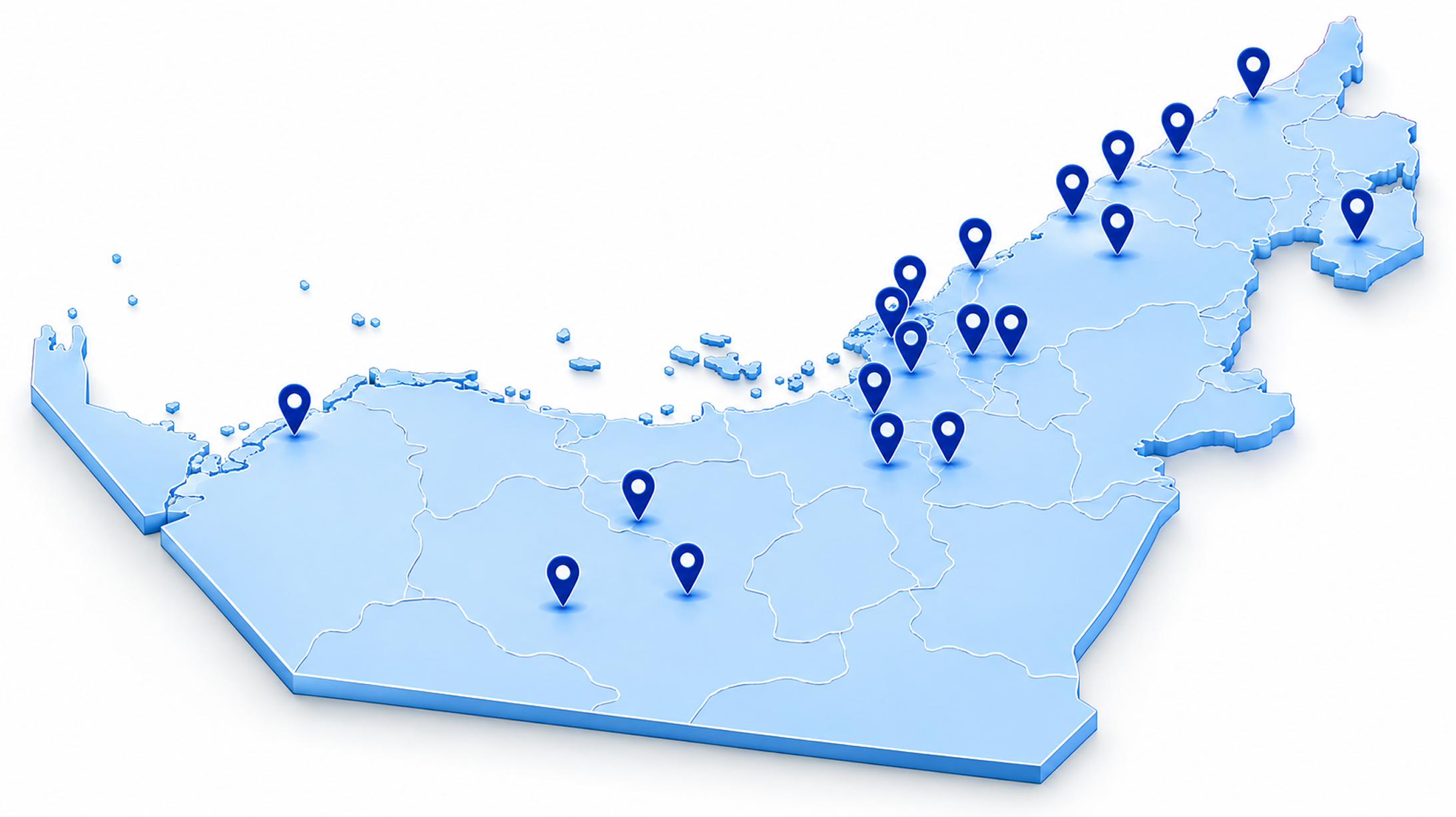 Map of UAE industry hubs we support